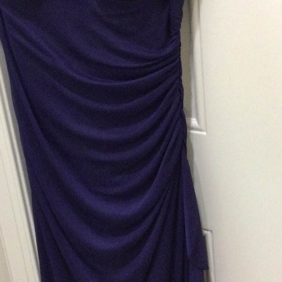 Betsy & Adam Long Gown in blue with rhinestone accents size 10 - Picture 5 of 9